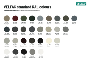 Velfac aluminium windows colors
